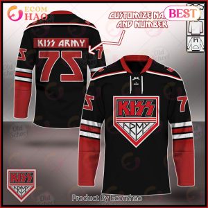 Personalized KISS Army Red Black Hockey Jersey