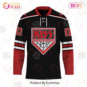 Personalized KISS Army Red Black Hockey Jersey