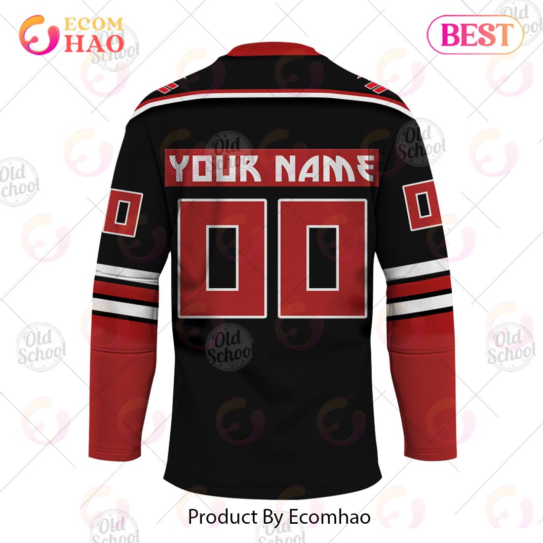 Personalized KISS Army Red Black Hockey Jersey - Ecomhao Store