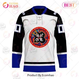 Personalized KISS Rock and Roll Over White Hockey Jersey