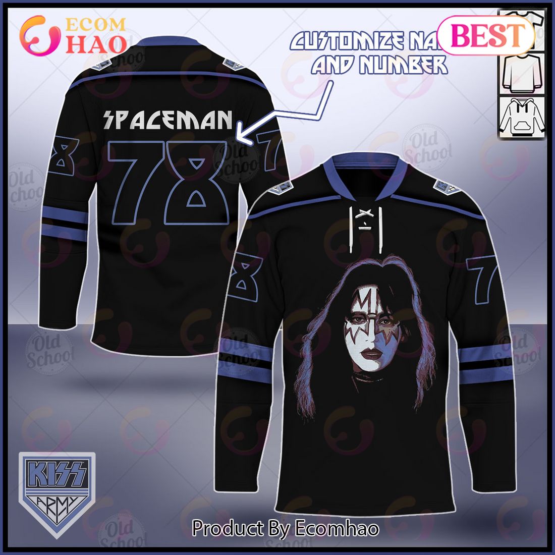 Personalized KISS Army Red Black Hockey Jersey