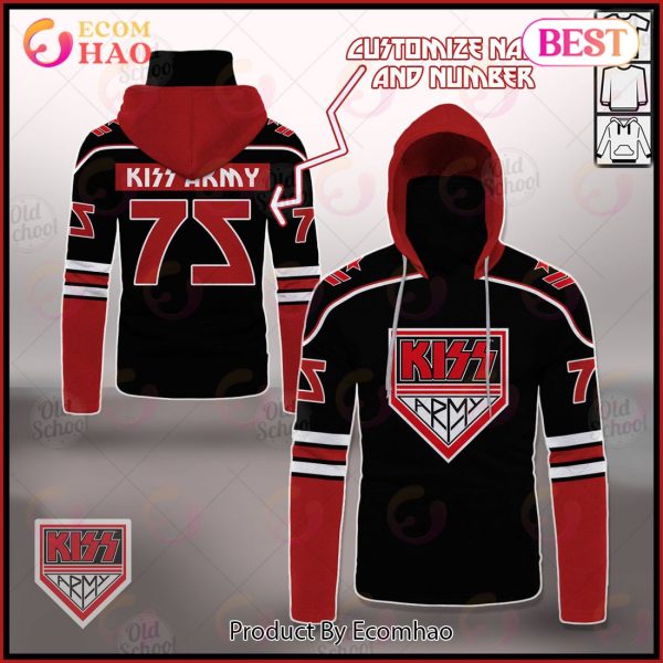 Personalized KISS Army Red Black Hoodie Shirt Long Sleeve