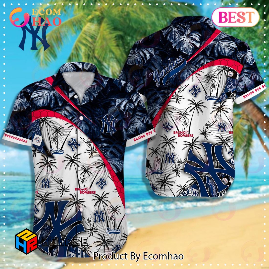 Ny Yankees Hawaiian Shirt Tropical Pattern- Hawaii Shirt- Hao in