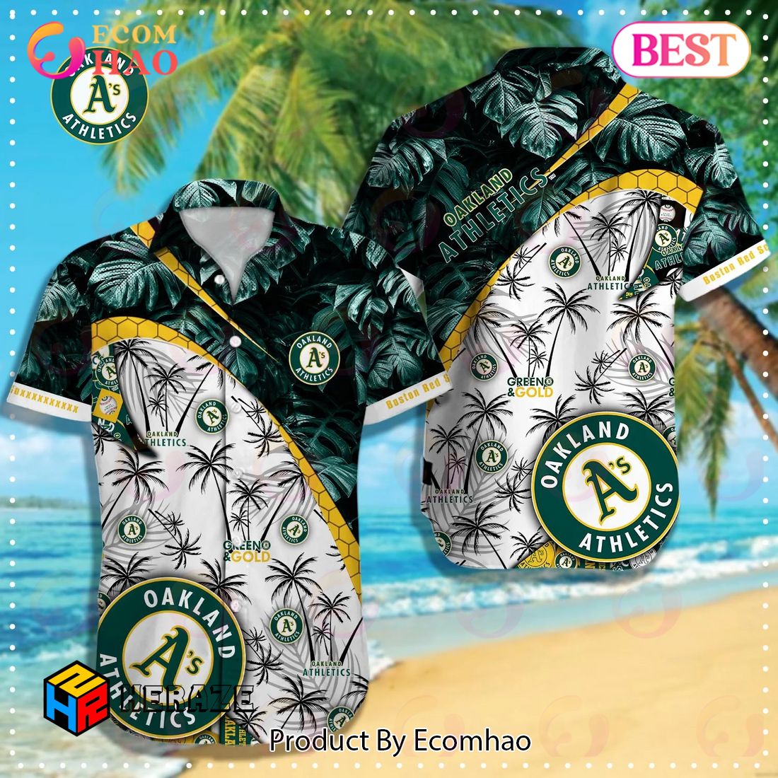 Custom Name MLB Oakland Athletics Special Hawaiian Design Button