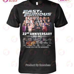 Fast & Furious 22nd Anniversary 2001 – 2023 Thank You For The Memories T-Shirt