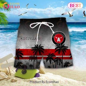 Superliga FC Midtjylland Combo Hawaiian Shirt, Shorts And Flip Flop