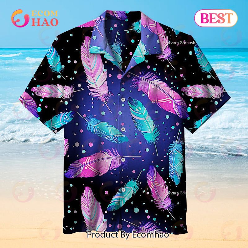 Colorful Feathers Under The Stars Unisex Hawaiian Shirt