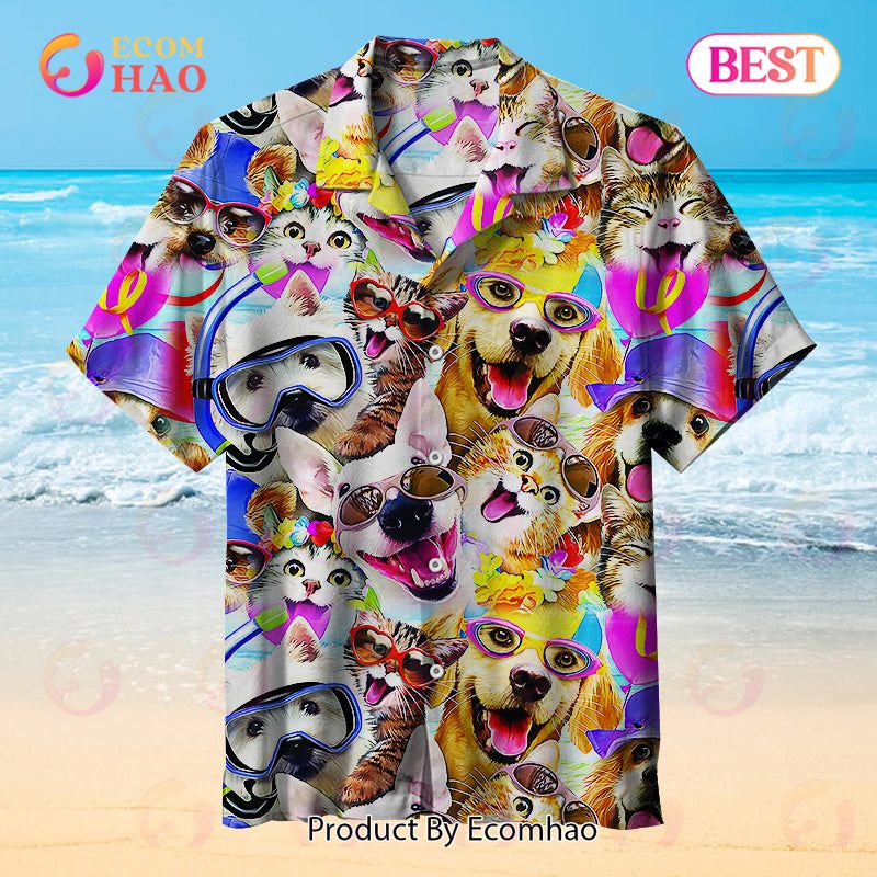 Dog Cat Puppy Unisex Hawaiian Shirt