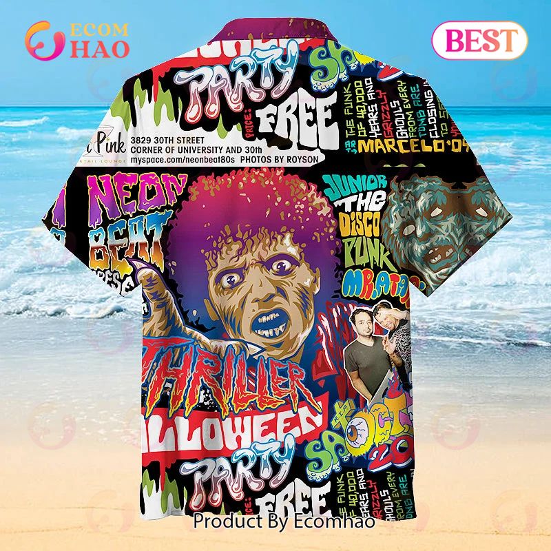 Neon Beat Thriller Halloween Universal Hawaiian Shirt