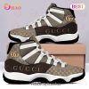 Gucci Gold Logo Red Green Line Brown Air Jordan 11 Sneaker Gucci Gold Logo Red Green Line Brown Air Jordan 11 Sneaker