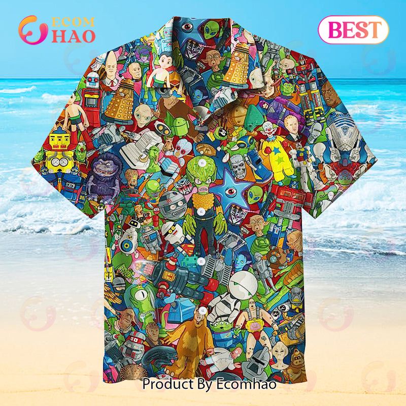 Robots and Aliens Universal Hawaiian Shirt