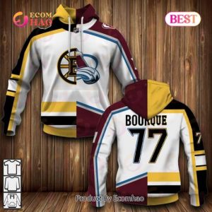 NHL Bourque 77 Boston Bruins x Colorado Avalanche Half & Half Style 3D Hoodie