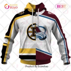 NHL Bourque 77 Boston Bruins x Colorado Avalanche Half & Half Style 3D Hoodie