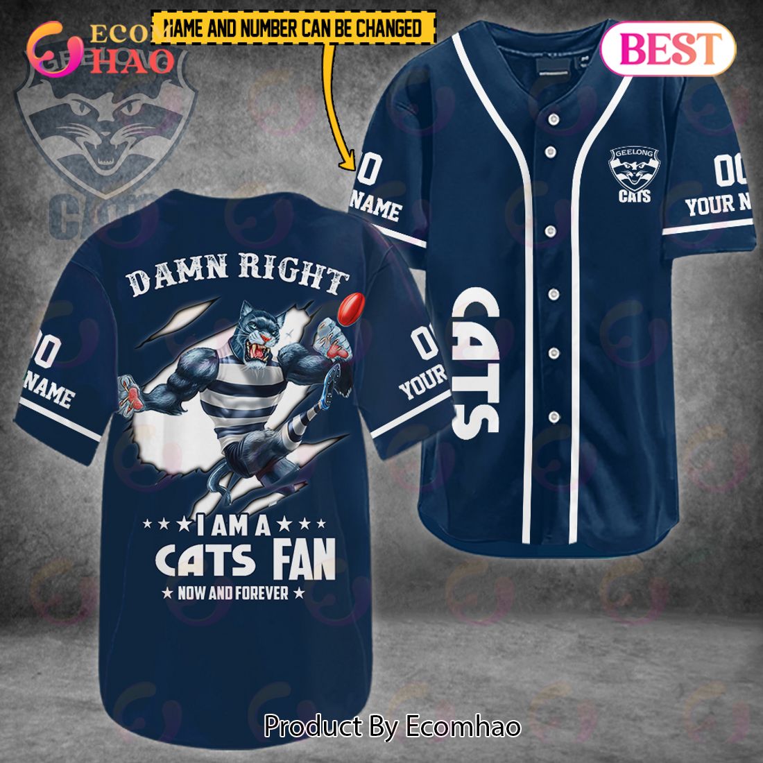 AFL I Am A Geelong Cats Fan Custom Baseball Jersey