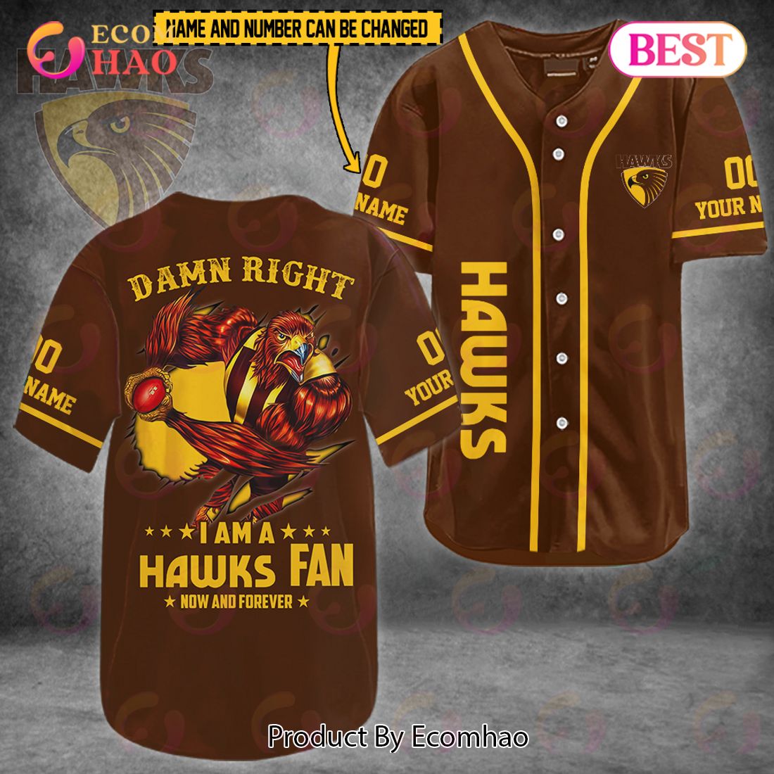 AFL I Am A Hawthorn Hawks Fan Custom Baseball Jersey