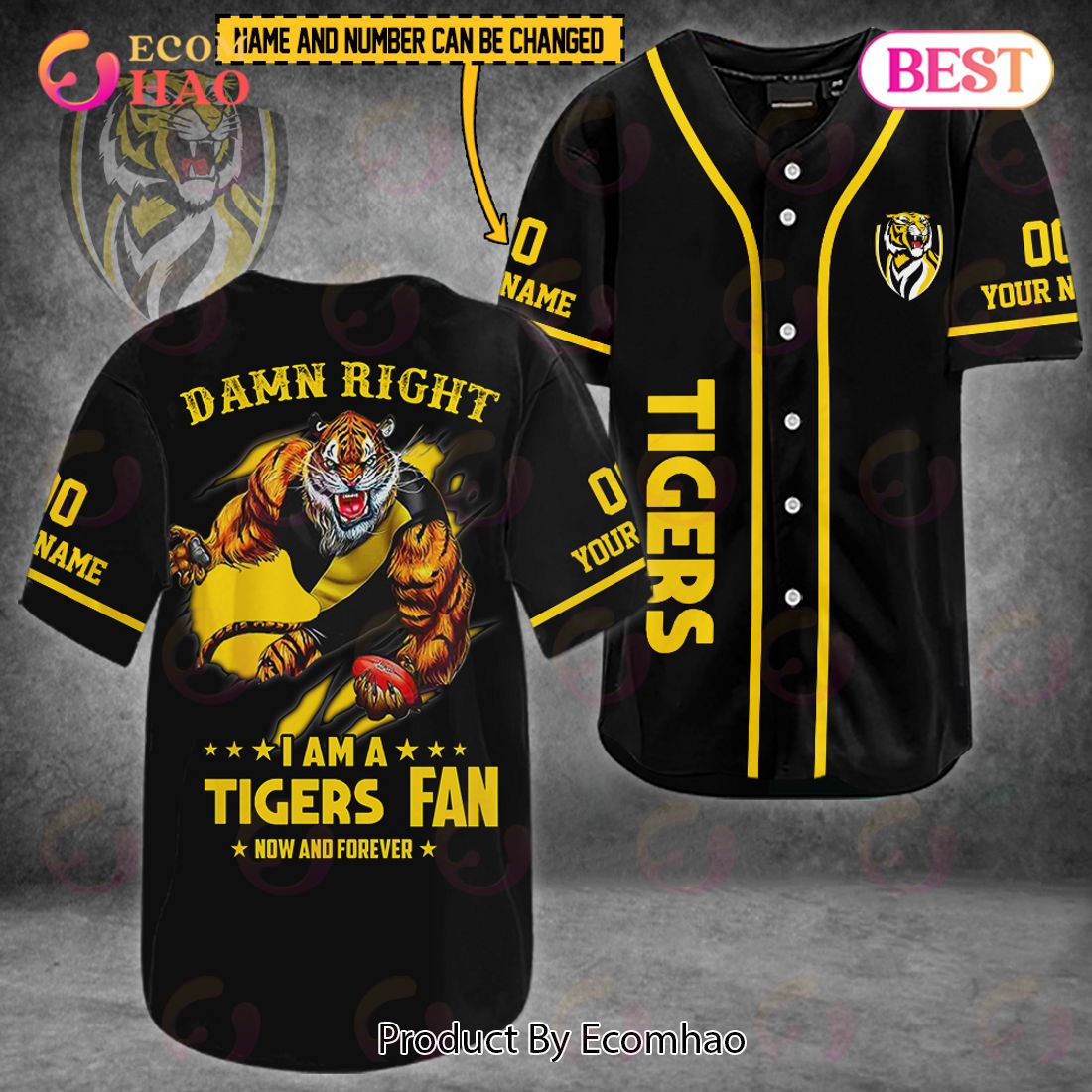 AFL I Am A Richmond Tigers Fan Custom Baseball Jersey