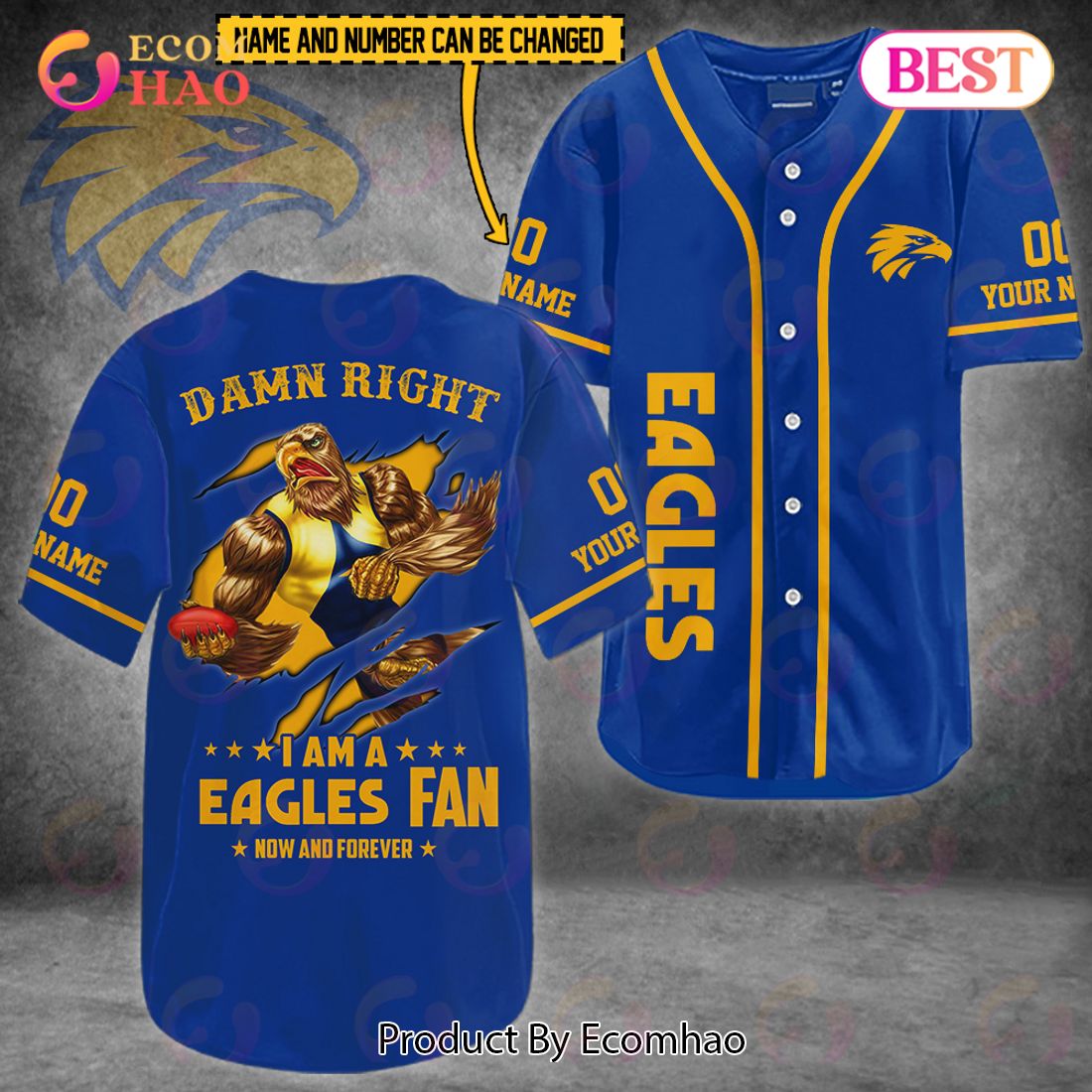 AFL I Am A West Coast Eagles Fan Custom Baseball Jersey