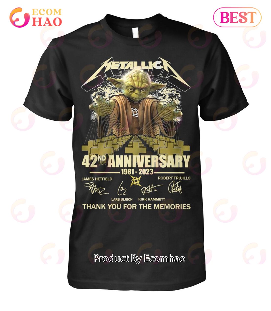 Metallica Baby Yoda 42nd Anniversary 1981 – 2023 Thank You For The Memories T-Shirt