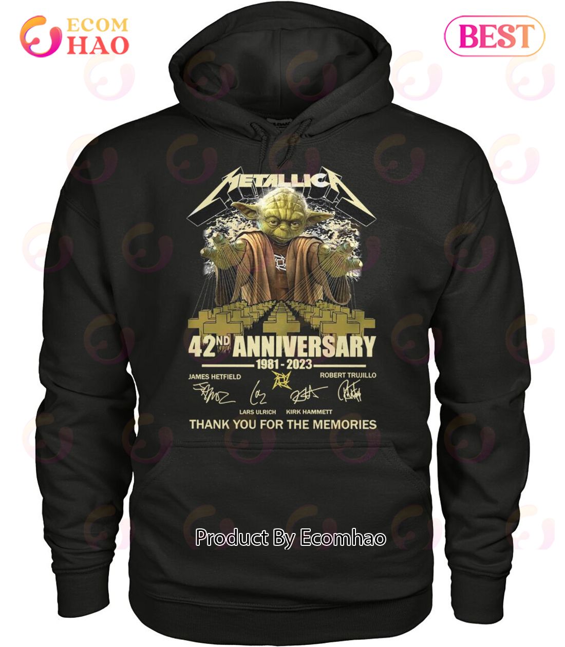 Metallica Baby Yoda 42nd Anniversary 1981 – 2023 Thank You For The Memories T-Shirt