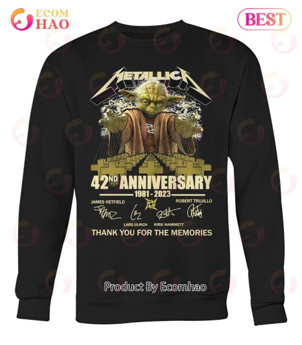 Metallica Baby Yoda 42nd Anniversary 1981 – 2023 Thank You For The Memories T-Shirt