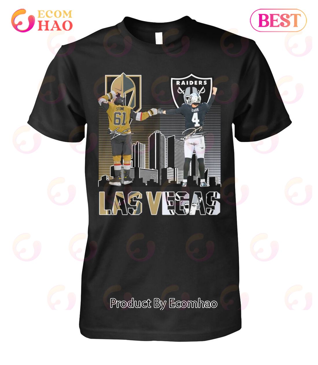 Vegas Golden Knights Stone And Las Vegas Raiders Carr T-Shirt