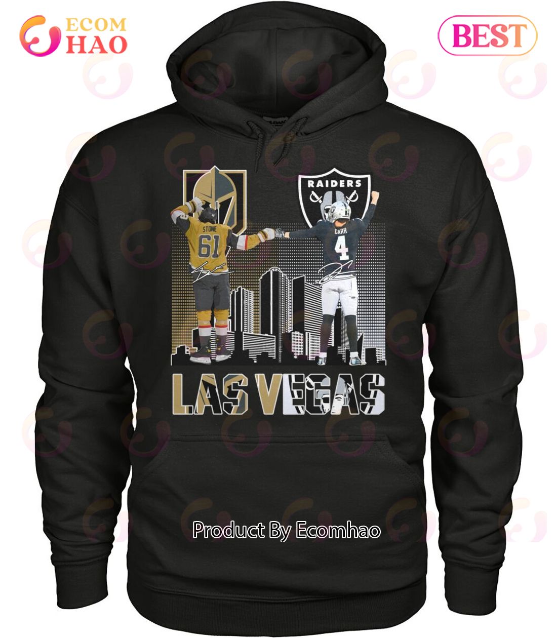 Vegas Golden Knights Stone And Las Vegas Raiders Carr T-Shirt