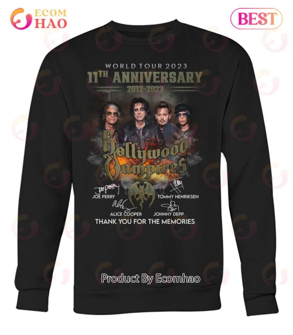 World Tour 2023 11th Anniversary 2012 – 2023 Hollywood Vampires Thank You For The Memories T-Shirt