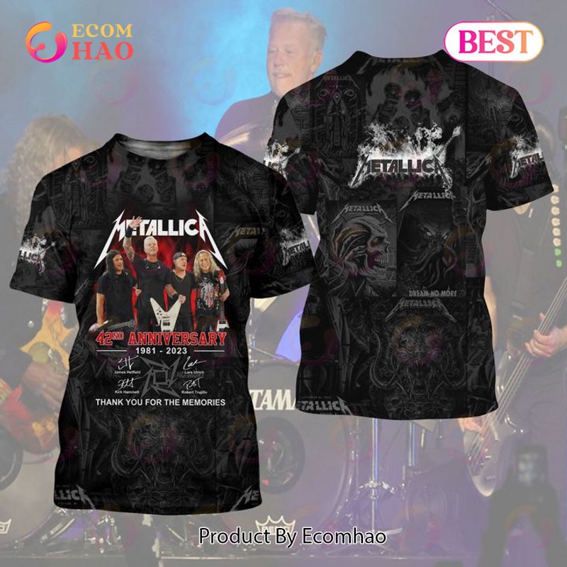 Metallica 42nd Anniversary 1981 – 2023 Thank You For The Memories 3D T-Shirt