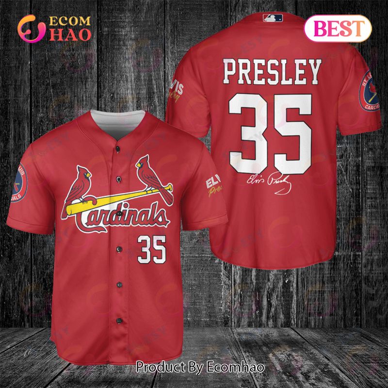 St. Louis Cardinals Elvis Presley Baseball Jersey – Red