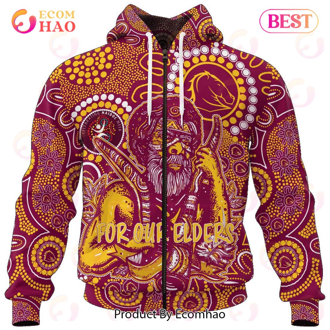 NRL Brisbane Broncos Special NAIDOC Week Man Design 3D Hoodie