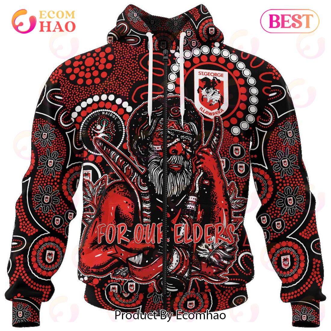 NRL St. George Illawarra Dragons Special NAIDOC Week Man Design 3D Hoodie