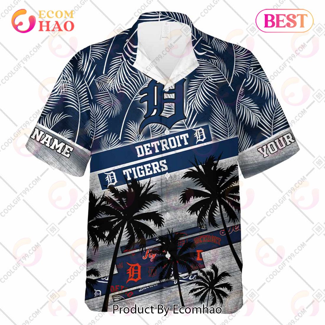 Personalized MLB Detroit Tigers Palm Tree Hawaii Shirt