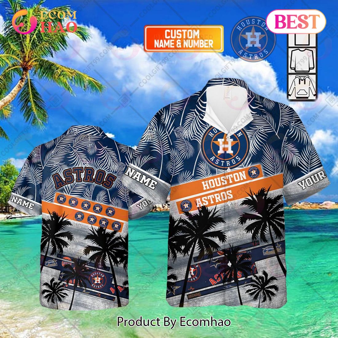 Personalized MLB Houston Astros Palm Tree Hawaii Shirt