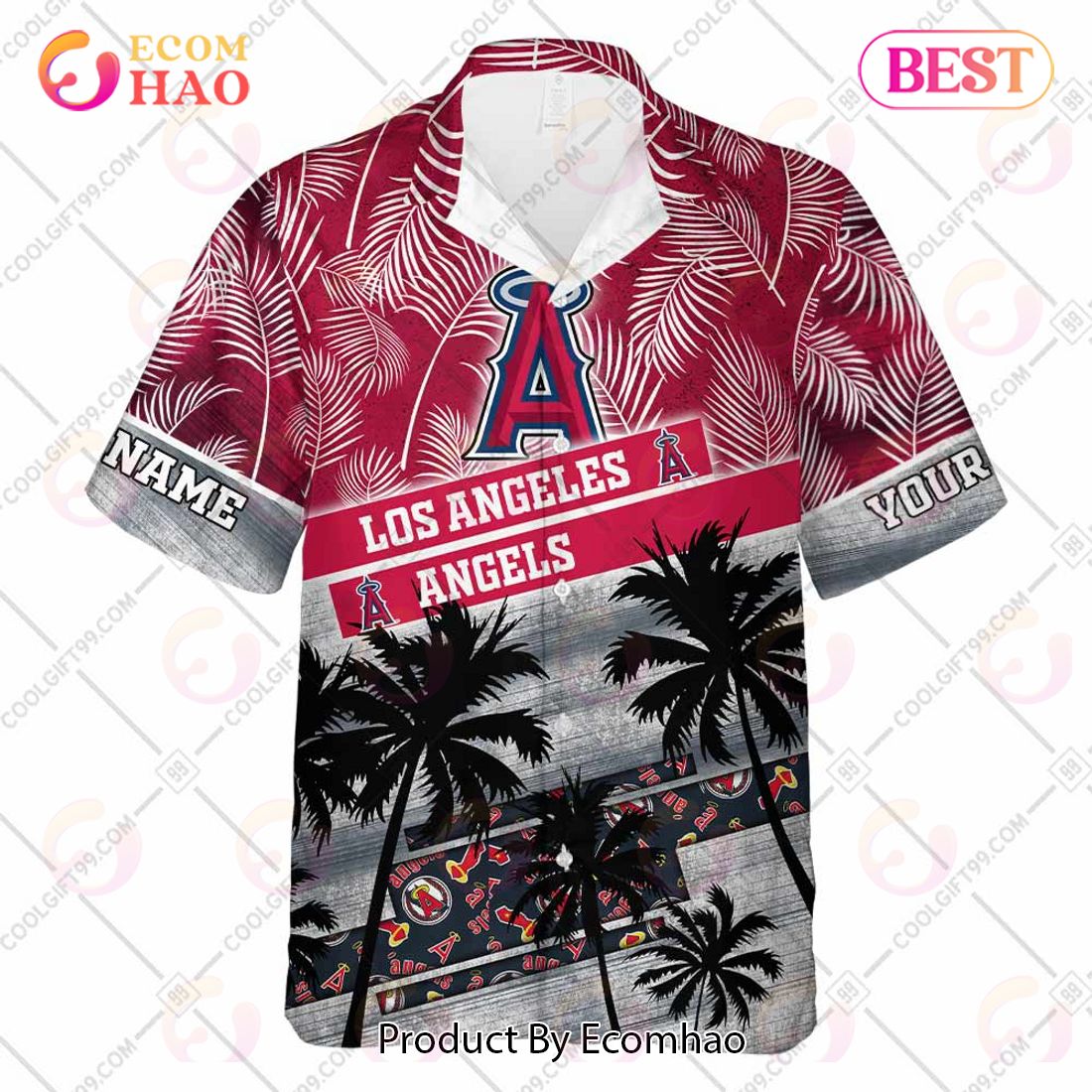 Los Angeles Angels MLB Vintage Palm Tree Flag Pattern Aloha