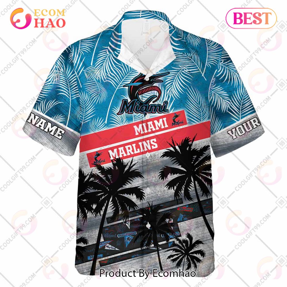 Personalized MLB Miami Marlins Palm Tree Hawaii Shirt