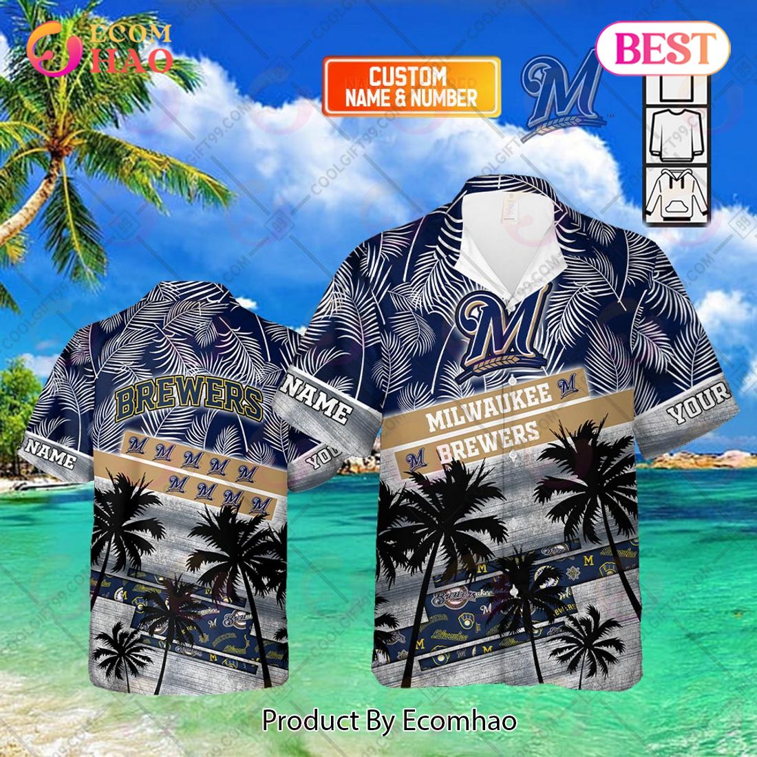 Personalized MLB Milwaukee Brewers Palm Tree Hawaii Shirt