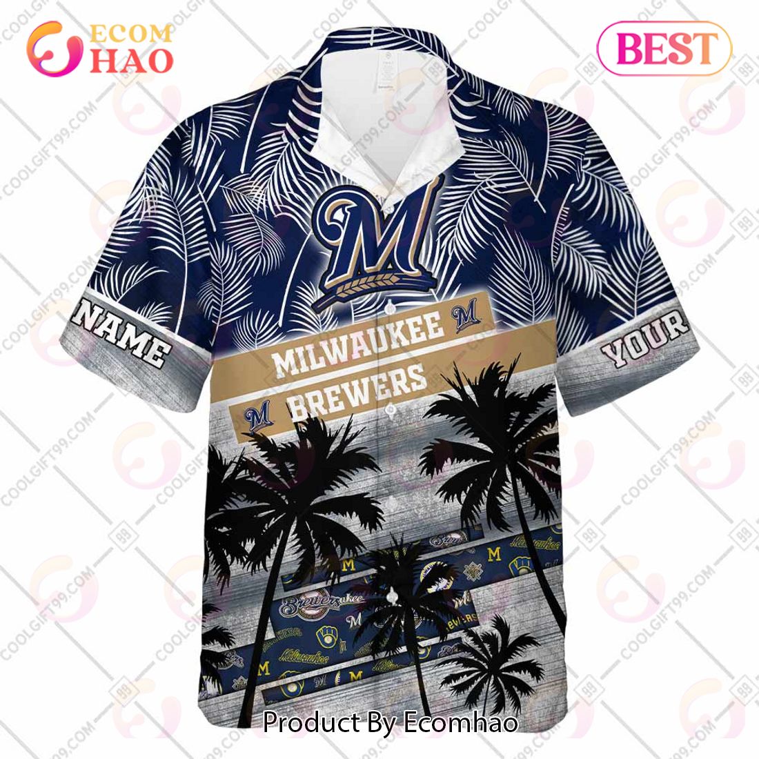 Personalized MLB Milwaukee Brewers Palm Tree Hawaii Shirt