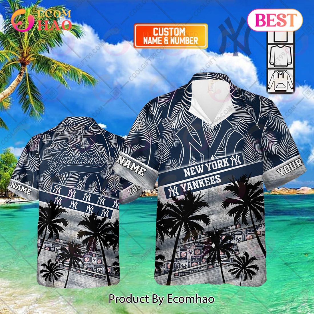 Personalized MLB New York Yankees Palm Tree Hawaii Shirt