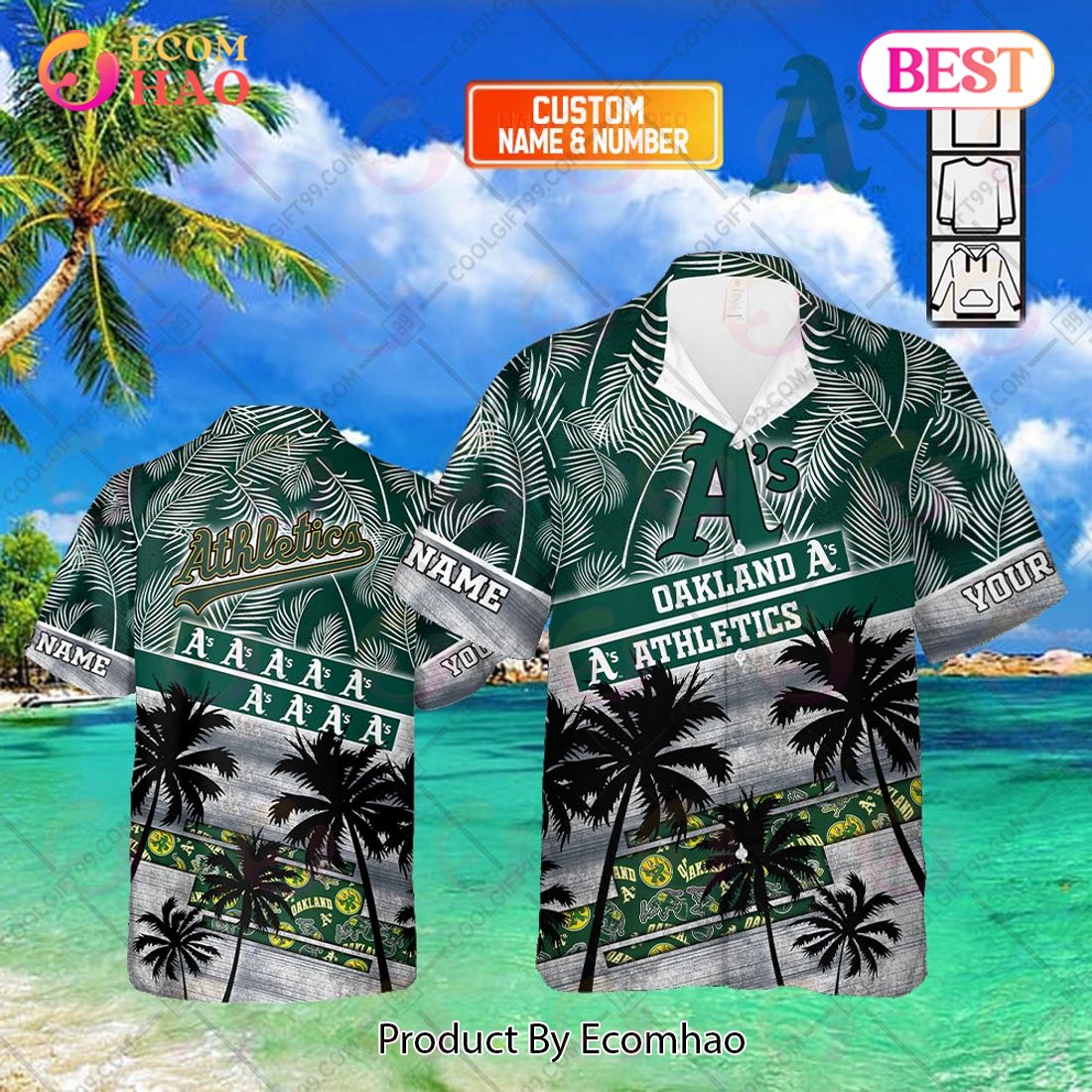 Personalized MLB Oakland Athletics Palm Tree Hawaii Shirt