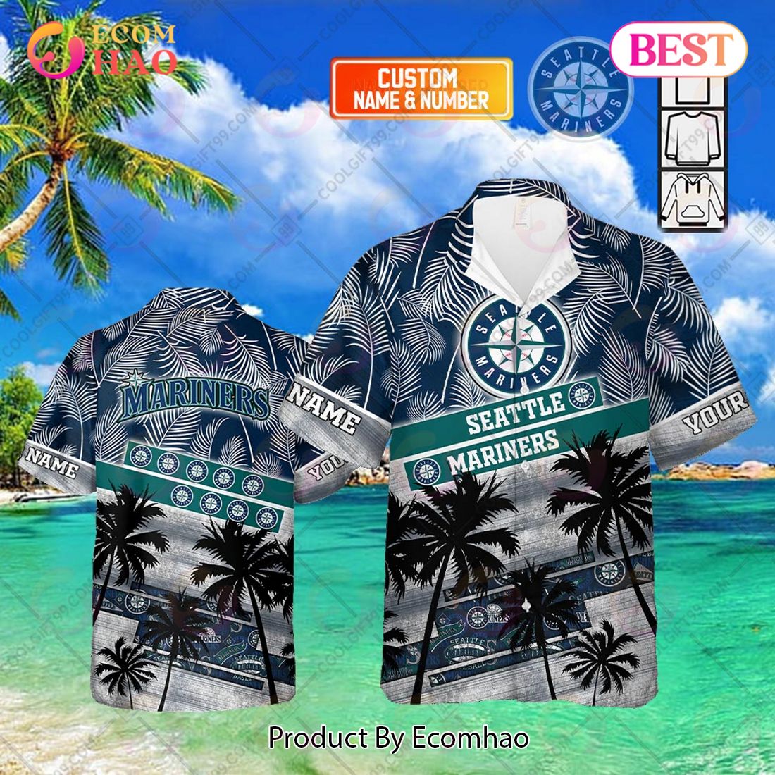 Personalized MLB Seattle Mariners Palm Tree Hawaii Shirt