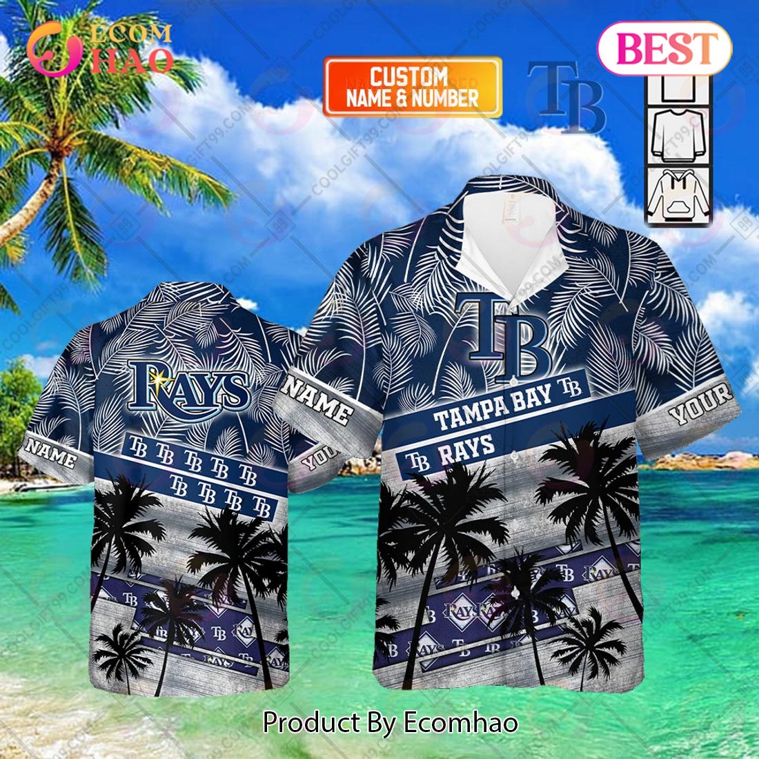 Personalized MLB Tampa Bay Rays Palm Tree Hawaii Shirt