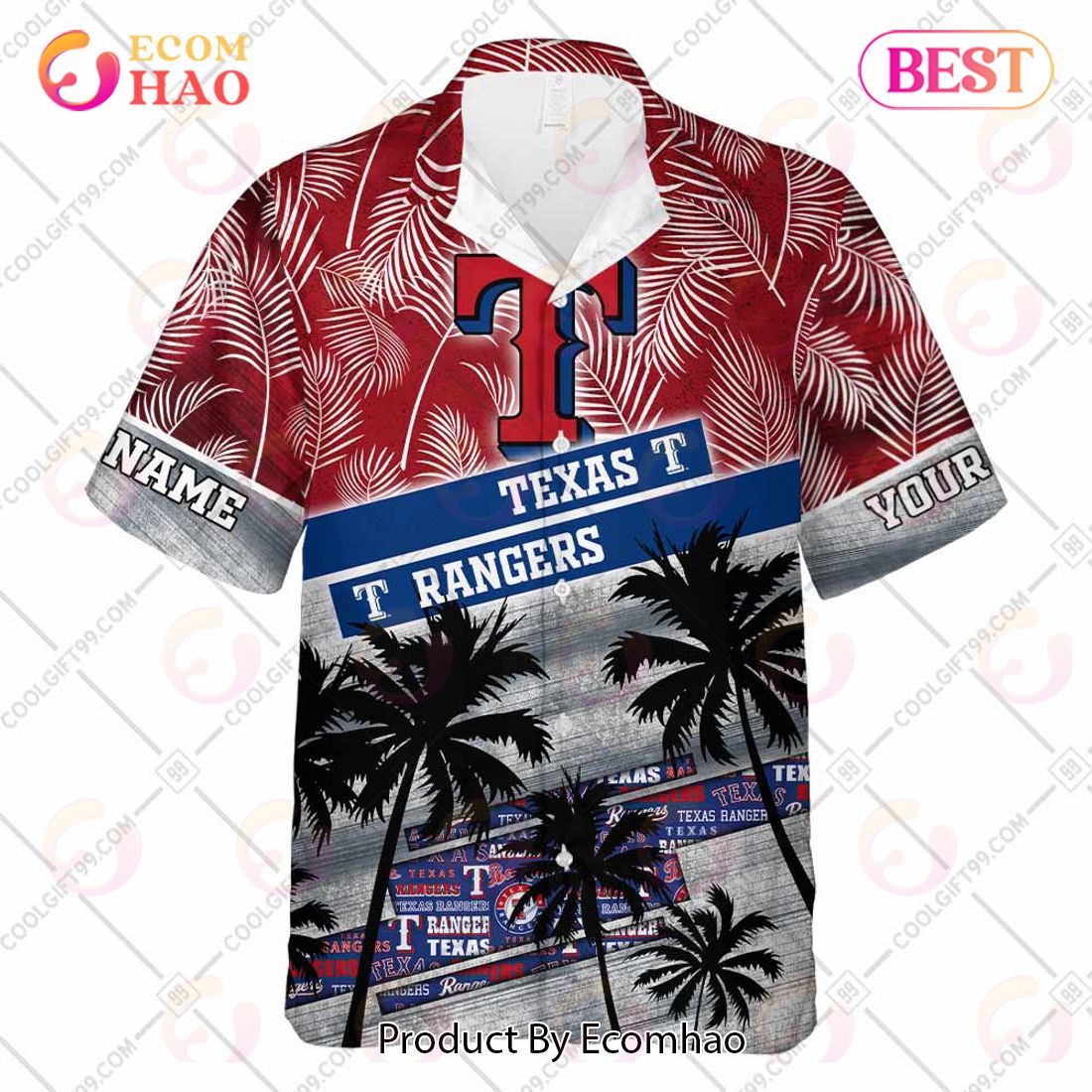 Personalized MLB Texas Rangers Palm Tree Hawaii Shirt