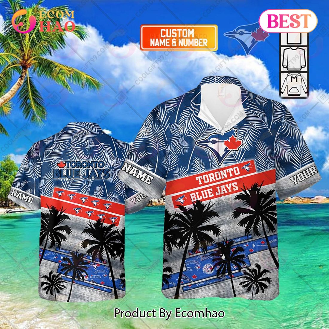 Personalized MLB Toronto Blue Jays Palm Tree Hawaii Shirt