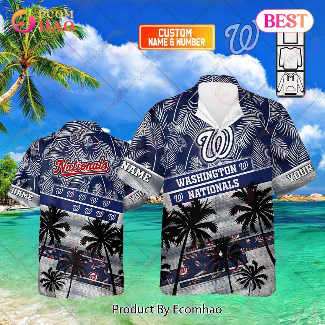 Personalized MLB Washington Nationals Palm Tree Hawaii Shirt