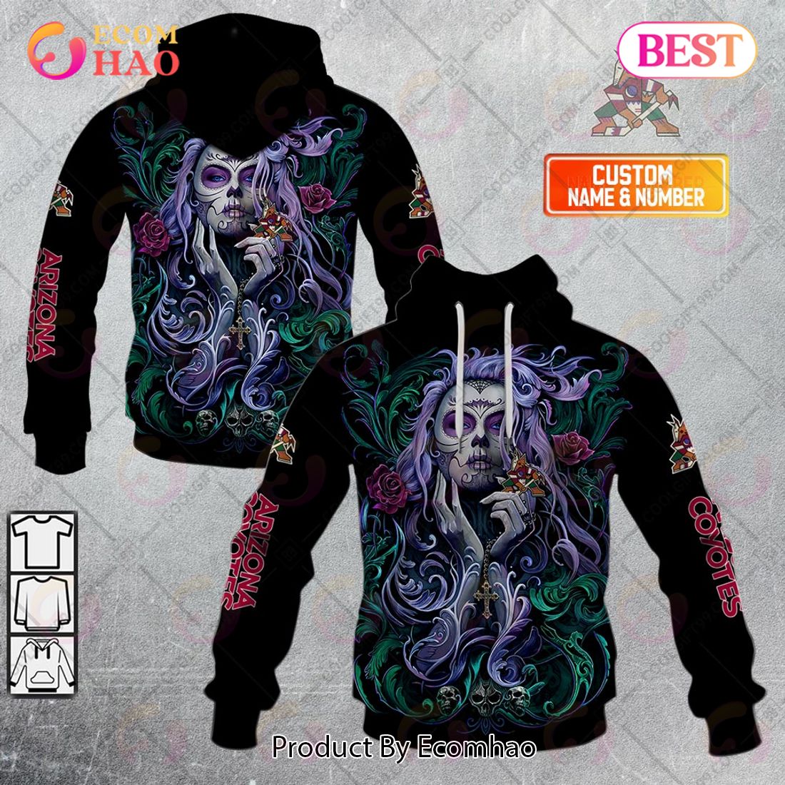 NHL Arizona Coyotes Tattoo Girl Artwork 2023 3D Hoodie