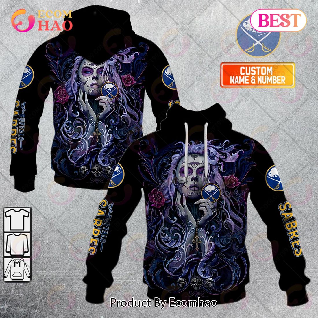 NHL Buffalo Sabres Tattoo Girl Artwork 2023 3D Hoodie