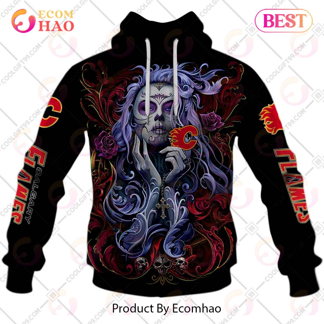 NHL Calgary Flames Tattoo Girl Artwork 2023 3D Hoodie