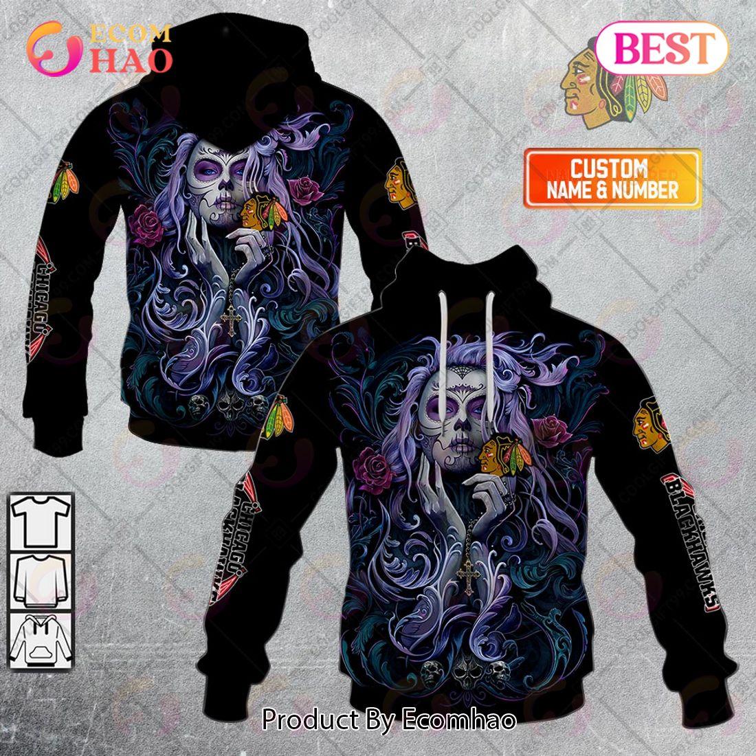 NHL Chicago Blackhawks Tattoo Girl Artwork 2023 3D Hoodie