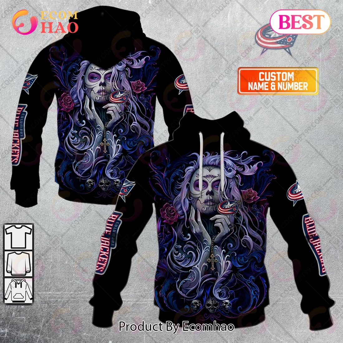 NHL Columbus Blue Jackets Tattoo Girl Artwork 2023 3D Hoodie