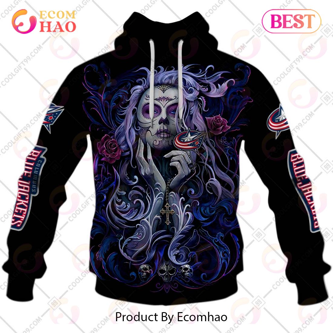 NHL Columbus Blue Jackets Tattoo Girl Artwork 2023 3D Hoodie